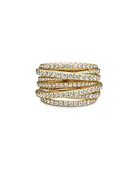 David Yurman 18K Yellow Gold Diamond Crossover Multirow Stack Look Ring