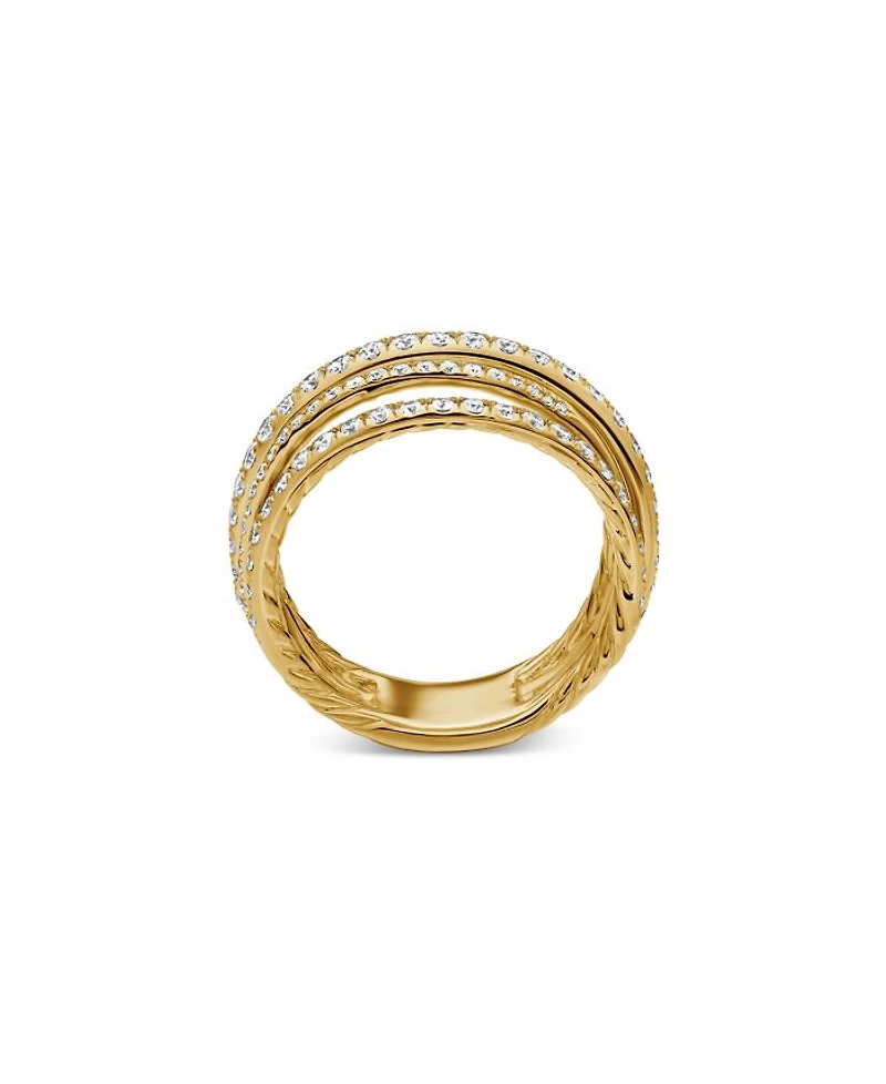 Pavé Crossover Ring 18K Yellow Gold with Diamonds, 11mm