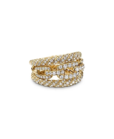 David Yurman 18K Yellow Gold Stax Three-Row Ring with Diamonds