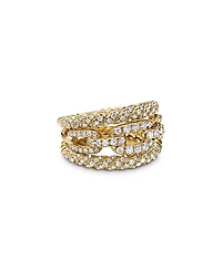 David Yurman 18K Yellow Gold Stax Three-Row Ring with Diamonds