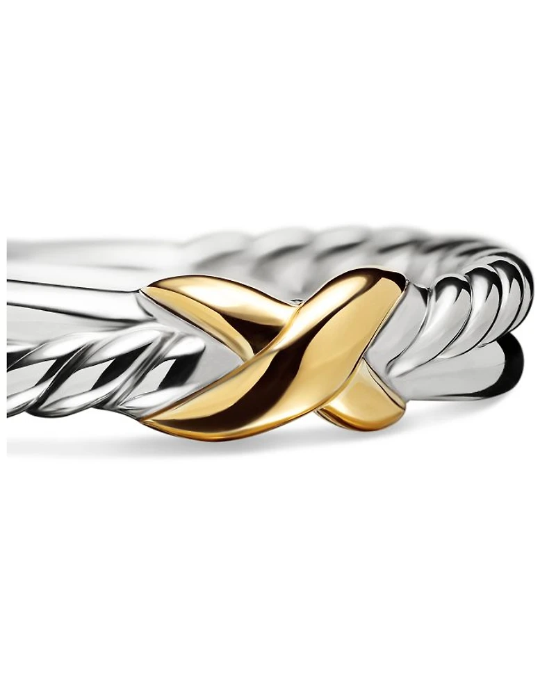 Petite X Ring Sterling Silver with 18K Yellow Gold, 4mm
