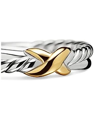 Petite X Ring Sterling Silver with 18K Yellow Gold, 4mm