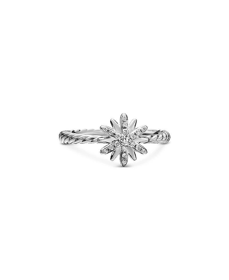 David Yurman Sterling Silver Petite Starburst Station Ring with Diamonds