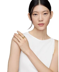 Crossover Wide Ring with Diamonds Gold