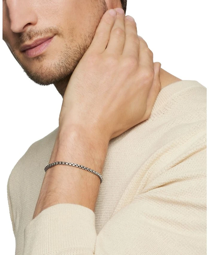 Men's Box Chain Bracelet Sterling Silver