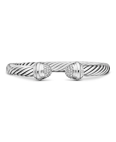 David Yurman Sterling Silver Cable Bracelet with Diamonds