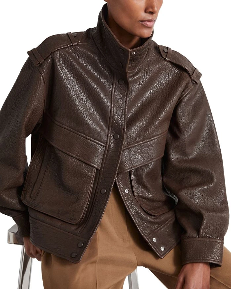 Cleo Shoulder Detail Leather Jacket