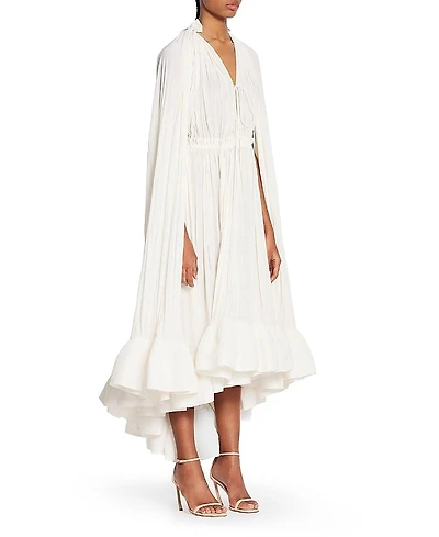 Lanvin Long Charmeuse Ruffle Dress
