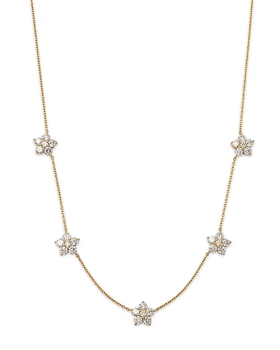 Lumeniri 14K Yellow Gold Floral Lab Grown Diamond Station Necklace, 16
