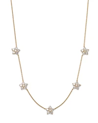 Lumeniri 14K Yellow Gold Floral Lab Grown Diamond Station Necklace, 16