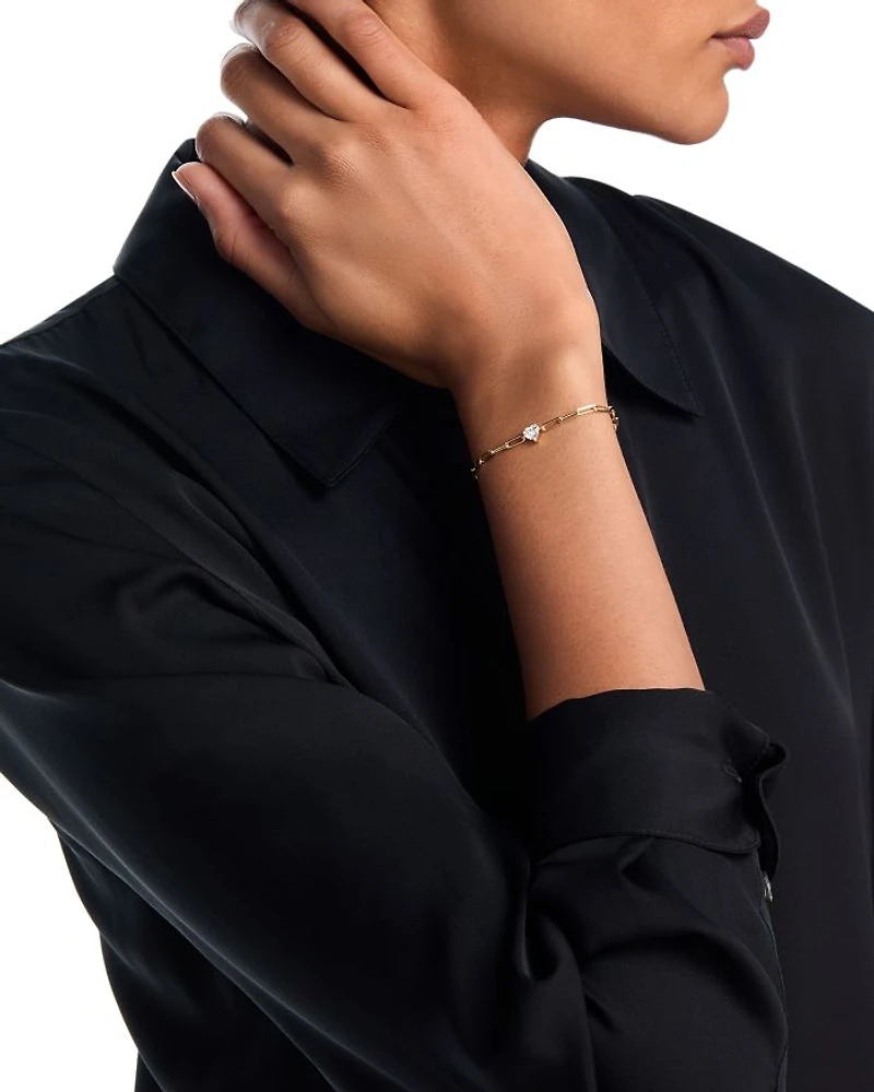 14K Yellow Gold Heart Lab Grown Diamond Paperclip Bracelet