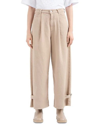 High Rise Wide Leg Jeans Sand