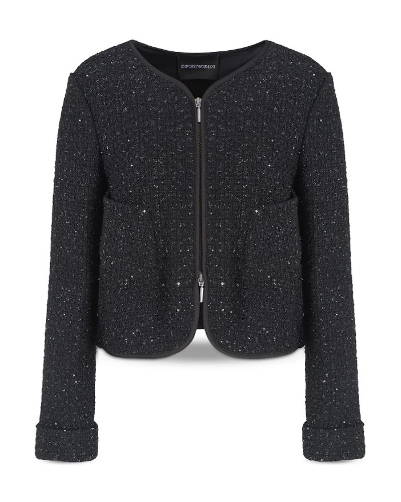 Metallic Tweed Zip Jacket