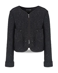 Metallic Tweed Zip Jacket