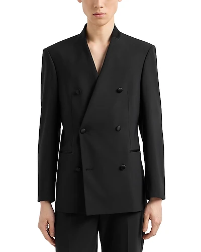 Emporio Armani Modern Fit Bi Stretch Tropical Weave Double Breasted Sport Coat