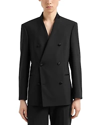 Emporio Armani Modern Fit Bi Stretch Tropical Weave Double Breasted Sport Coat