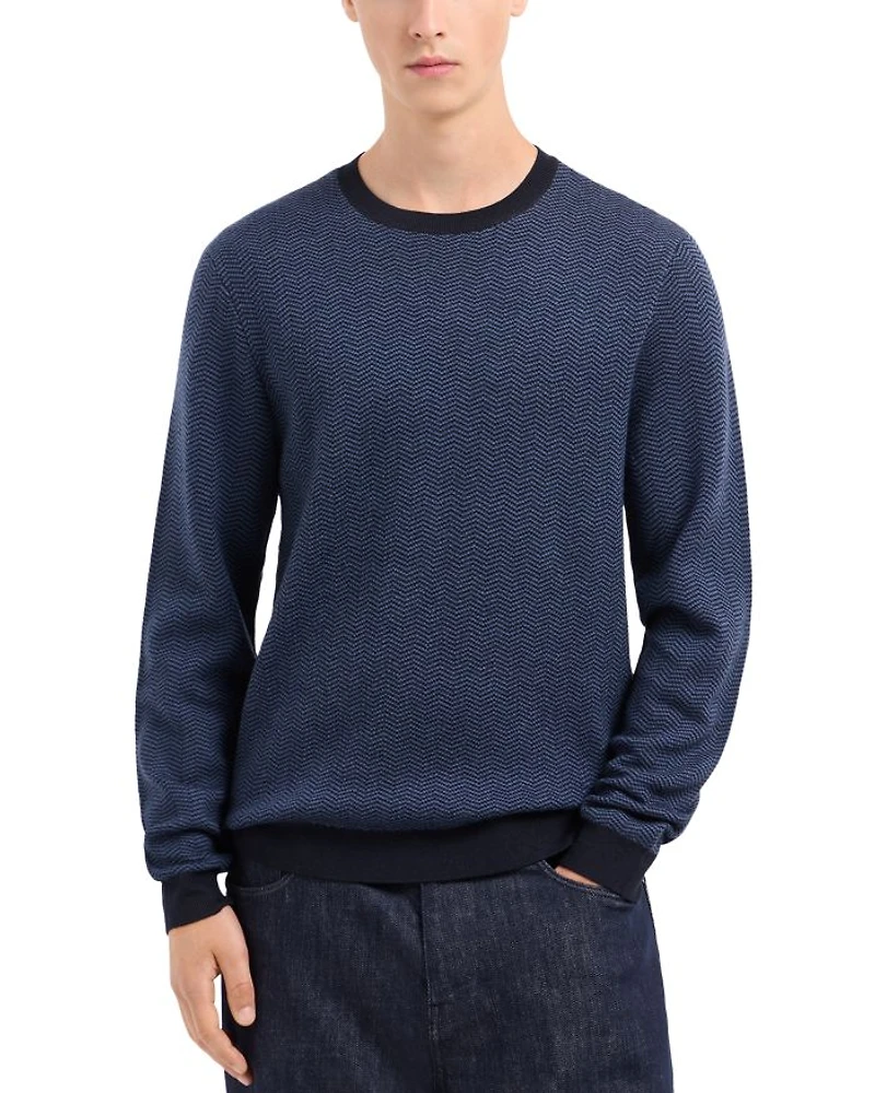 Wool Chevron Jacquard Regular Fit Sweater