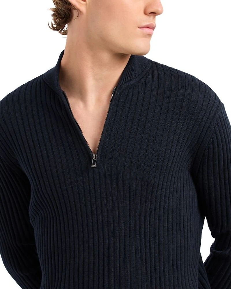 Rib Knit Quarter Zip Sweater