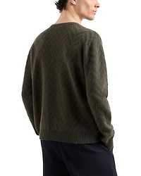 Allover Bicolor Chevron Jacquard Wool Sweater