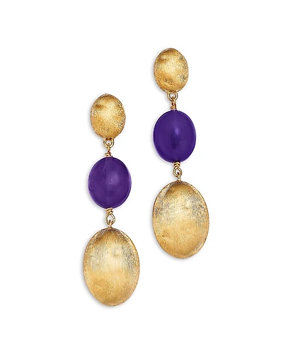 Marco Bicego 18K Yellow Gold Siviglia Color Amethyst Three Oval Drop Earrings - Exclusive