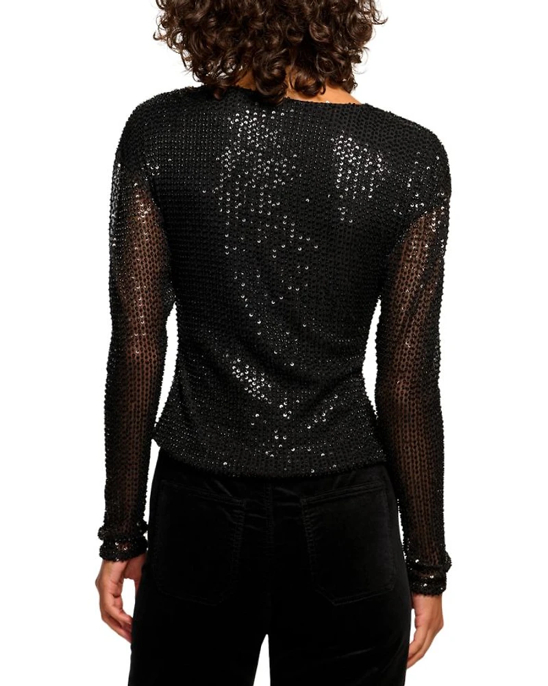Leon Beaded Cowlneck Top