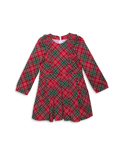 Girls' Long Sleeve Ruffle Dress Holiday Plaid - Little Kid