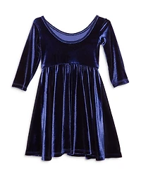 Girls' Twirly Dress Navy Stretch Velvet  - Little Kid, Big Kid