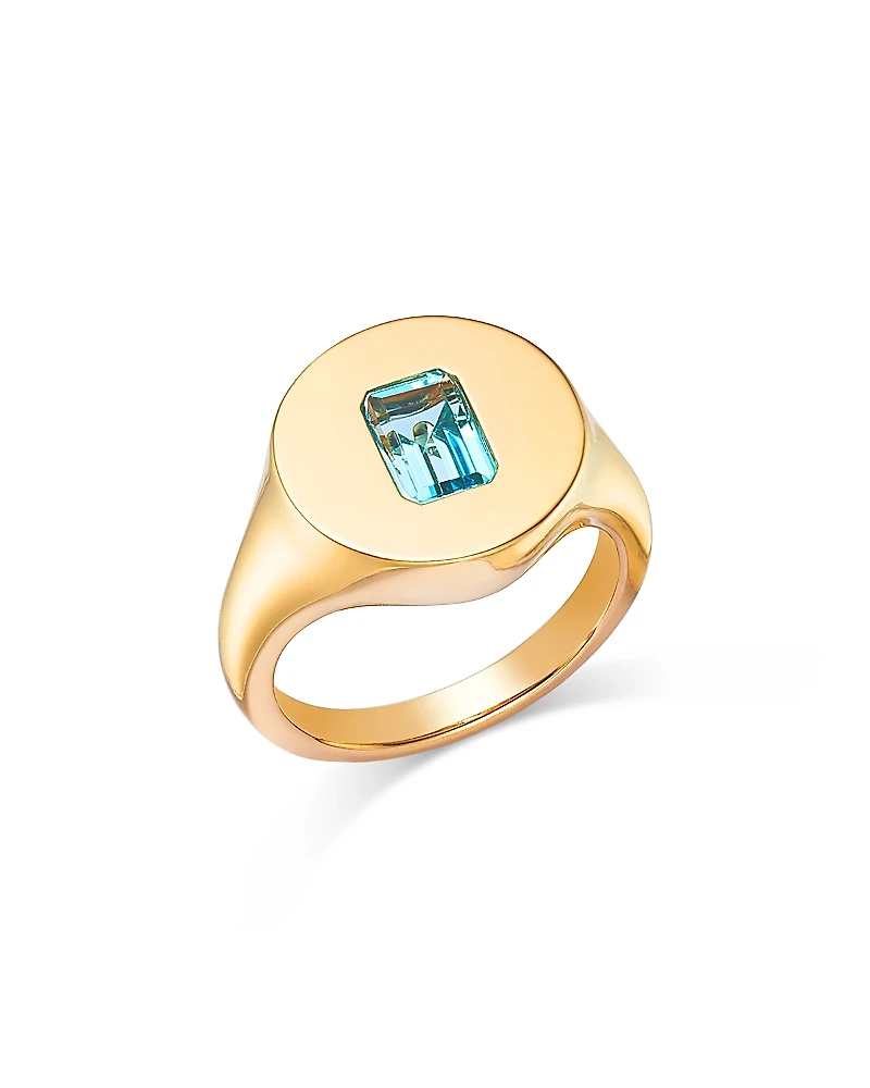 Bloomingdale's Fine Collection Blue Topaz Pinky Ring