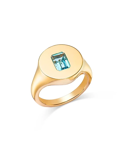 Bloomingdale's Fine Collection Blue Topaz Pinky Ring