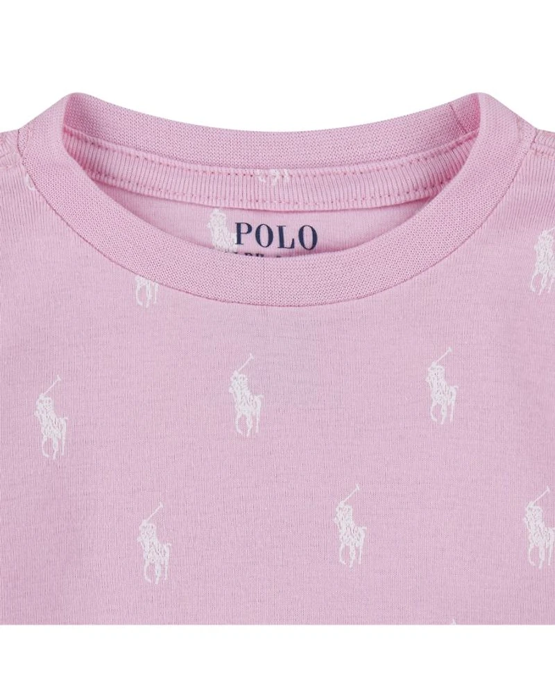 Girls' Polo Ralph Lauren Cotton Ribbed Pony Long Sleeve Tee & Pants Set - Little Kid