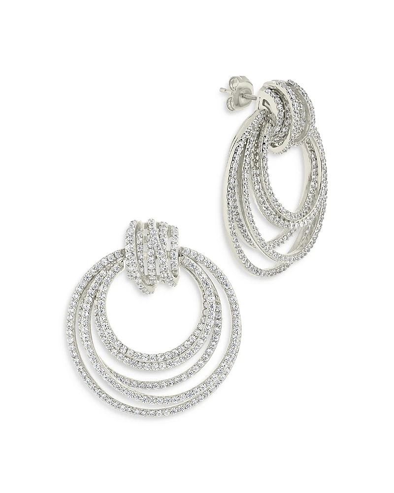 Sterling Forever Jordana Pave Circle Stud Earrings
