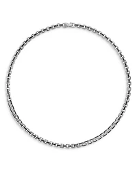 Box Chain Necklace in Sterling Silver with Pavé Black Diamonds 7.3mm