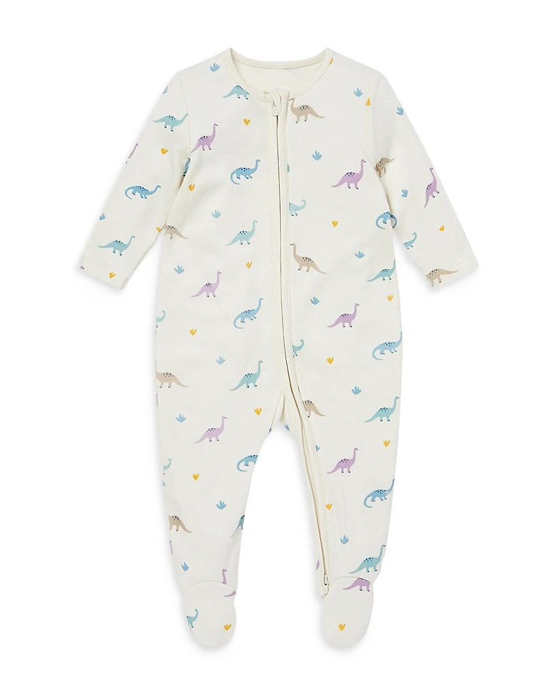 Mori Unisex Dino Print Two Way Full Zip Footie Pajamas