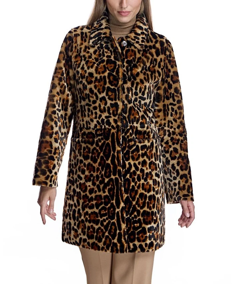Animal Print Shearling Coat