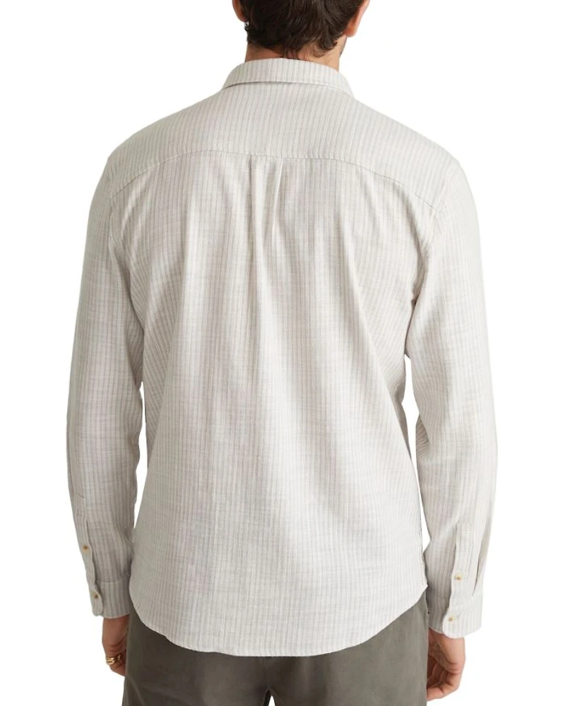 Cotton Stretch Stripe Regular Fit Button Down Selvage Shirt