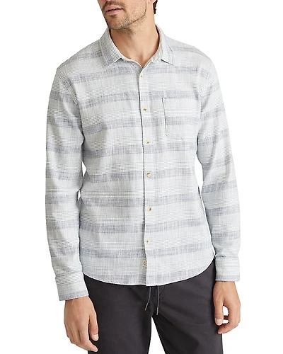 Marine Layer Cotton Stretch Stripe Regular Fit Button Down Selvage Shirt
