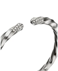 Cable Edge Bracelet in Recycled Sterling Silver with Pavé Diamonds