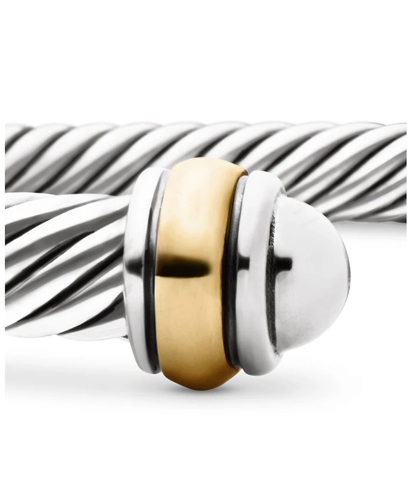 Classic Cable Bracelet Sterling Silver with 18K Yellow Gold, 4mm