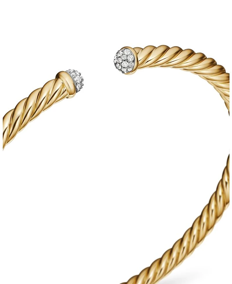 Cable Flex Bracelet 18K Yellow Gold with Diamonds, 4mm
