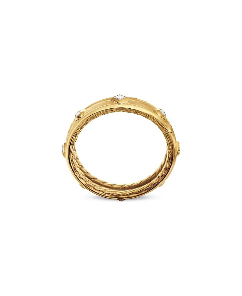 18K Yellow Gold Modern Renaissance Ring with Diamonds