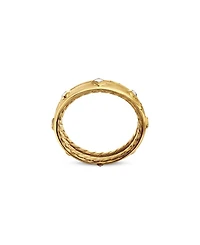 18K Yellow Gold Modern Renaissance Ring with Diamonds