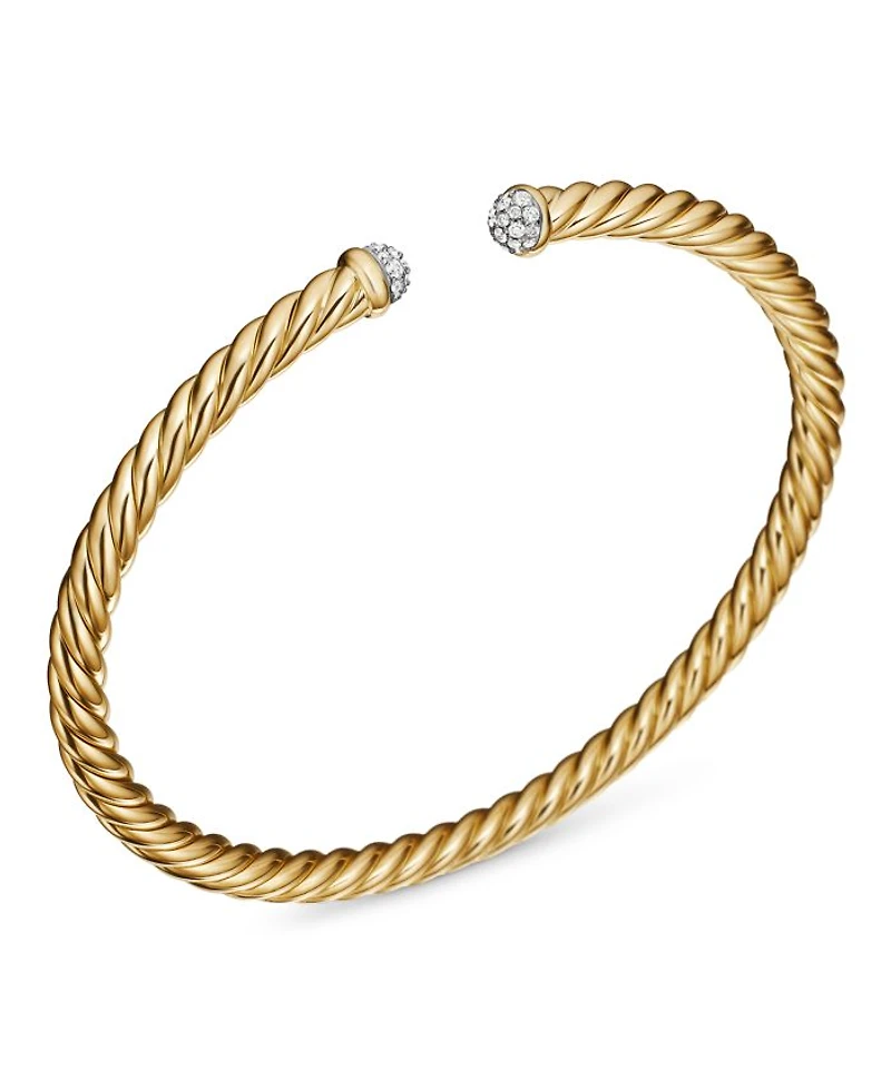 Cable Flex Bracelet 18K Yellow Gold with Diamonds, 4mm