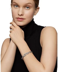 Buckle Classic Cable Bracelet Sterling Silver with Hampton Blue Topaz and Diamonds, 7mm