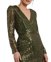 Long Sleeve Sequined Mini Dress