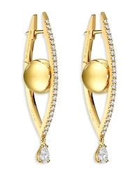 Cadar 18K Yellow Gold Reflections Diamond Eye Shaped Elongated Hoop Earrings