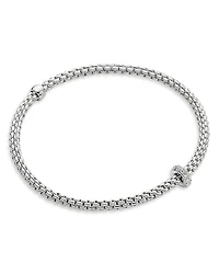 Fope 18K White Gold Eka Prima Diamond Rondelle Woven Link Flex Bracelet