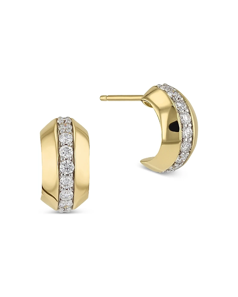 Phillips House 14K Yellow Gold Affair Diamond Knife Edge Micro Hoop Earrings