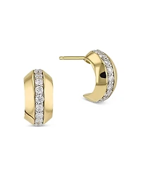 Phillips House 14K Yellow Gold Affair Diamond Knife Edge Micro Hoop Earrings