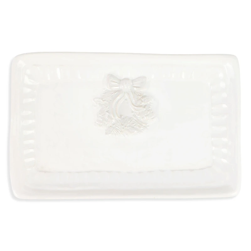 Vietri Pietra Natale Wreath Rectangular Tray