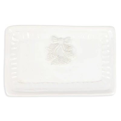Vietri Pietra Natale Wreath Rectangular Tray